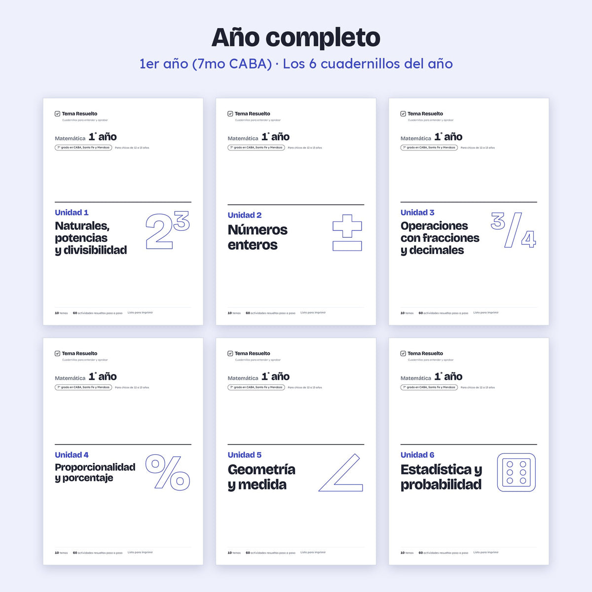 1er año (7mo CABA) · Año completo – Portadas de los cuadernillos