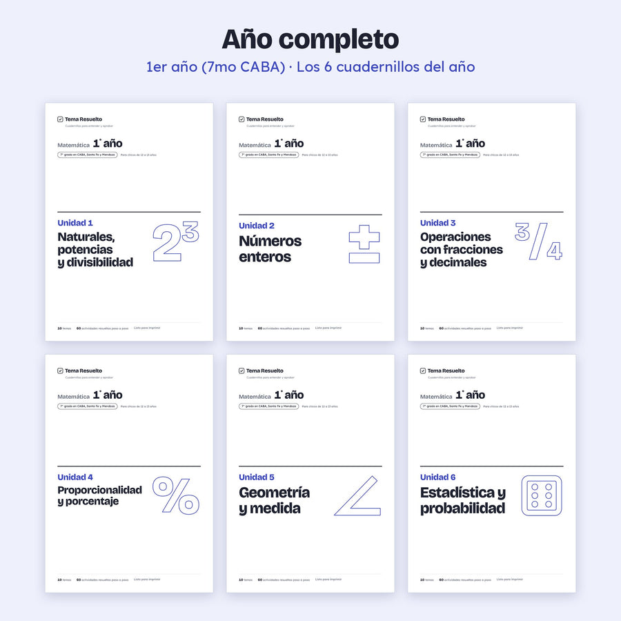 1er año (7mo CABA) · Año completo – Portadas de los cuadernillos