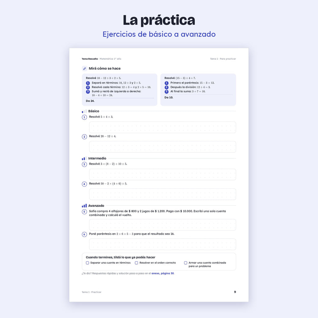 1er año (7mo CABA) · Año completo – Ejercicios de práctica