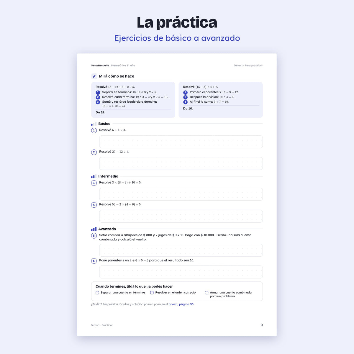 1er año (7mo CABA) · Año completo + Extras – Ejercicios de práctica