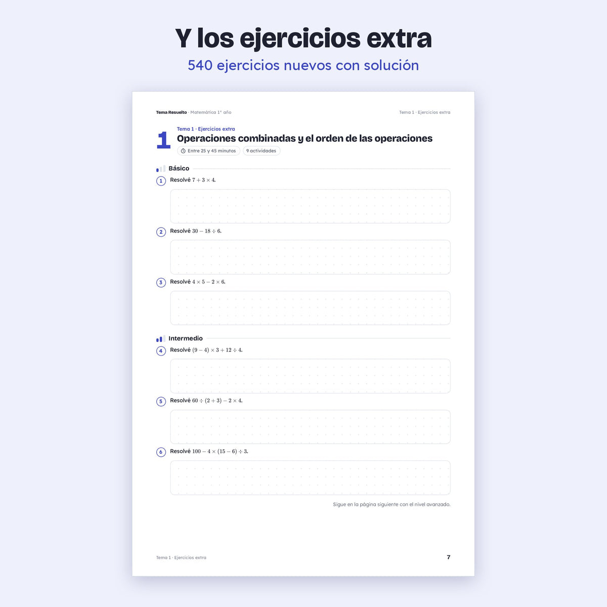 1er año (7mo CABA) · Año completo + Extras – Ejercicios extra