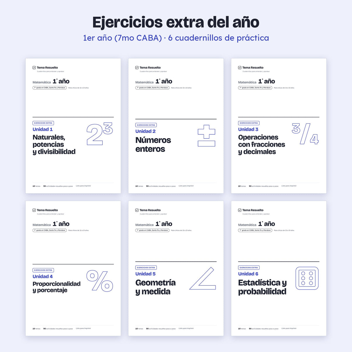 1er año (7mo CABA) · Ejercicios extra del año – Portadas de los cuadernillos