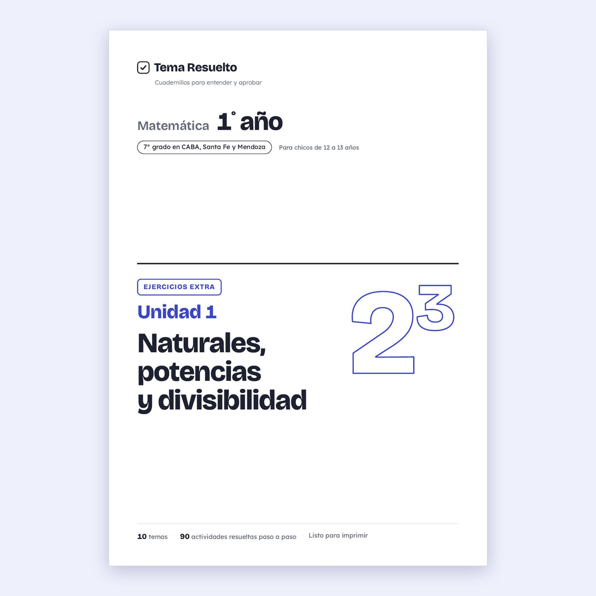 1er año (7mo CABA) · Unidad 1: Ejercicios extra – Portada