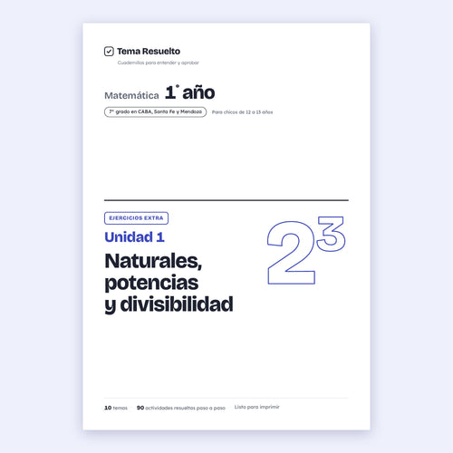 1er año (7mo CABA) · Unidad 1: Ejercicios extra – Portada