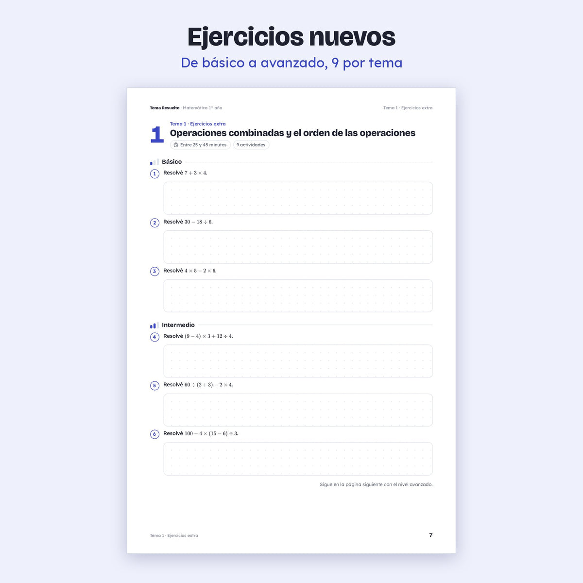 1er año (7mo CABA) · Unidad 1: Ejercicios extra – Ejercicios de práctica