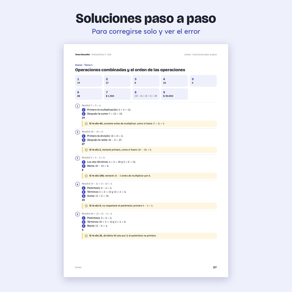 1er año (7mo CABA) · Unidad 1: Ejercicios extra – Soluciones paso a paso