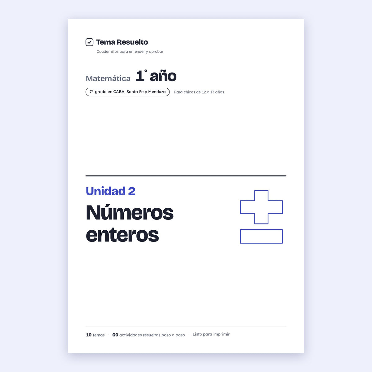 1er año (7mo CABA) · Unidad 2: Enteros – Portada