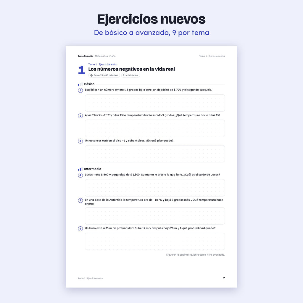 1er año (7mo CABA) · Unidad 2: Ejercicios extra – Ejercicios de práctica