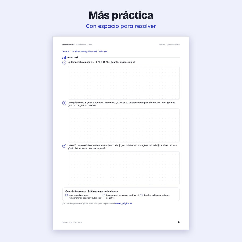 1er año (7mo CABA) · Unidad 2: Ejercicios extra – Más ejercicios de práctica