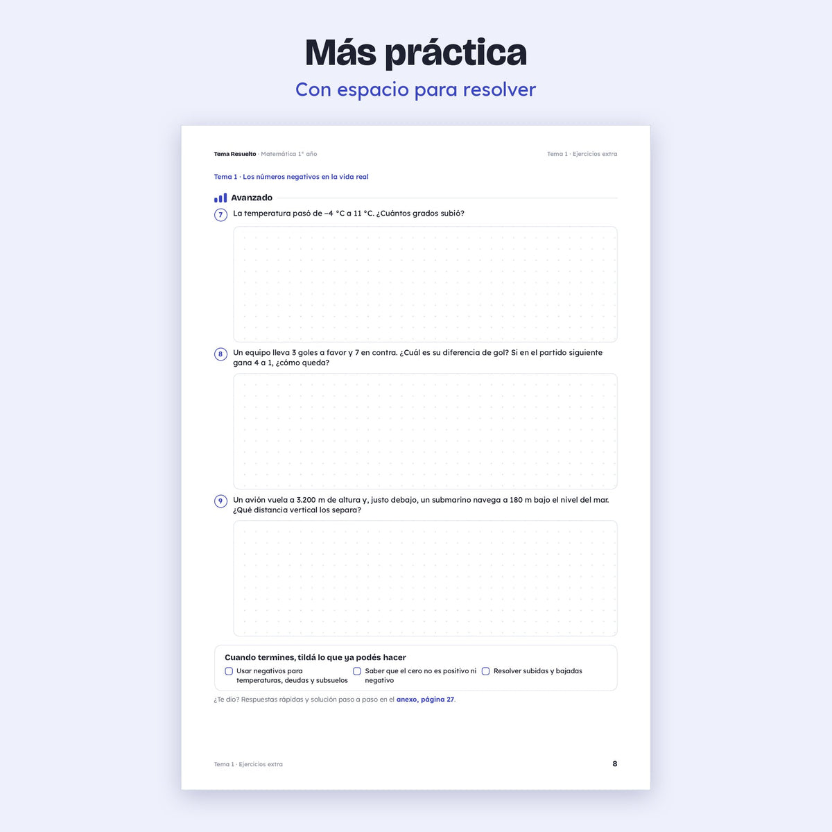 1er año (7mo CABA) · Unidad 2: Ejercicios extra – Más ejercicios de práctica
