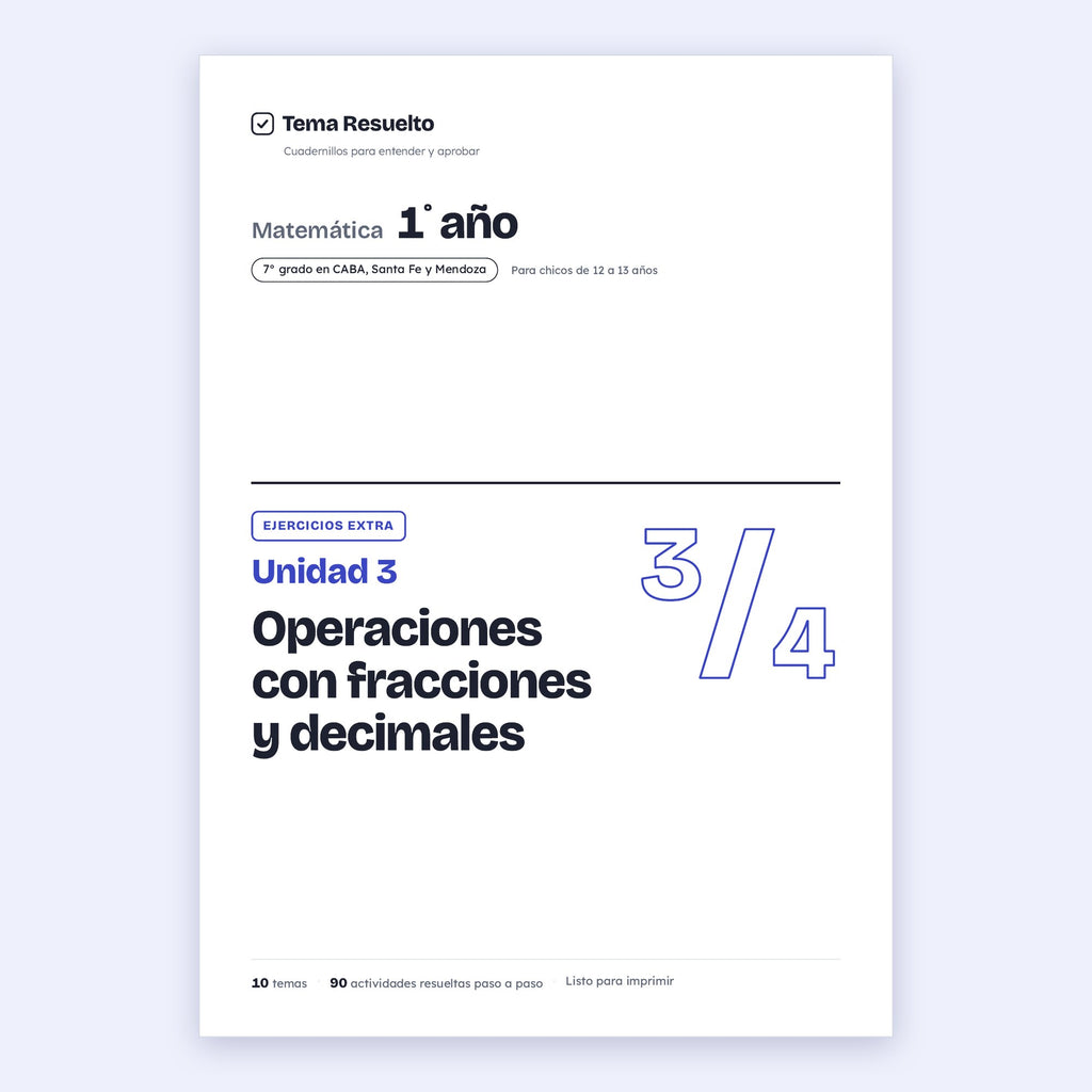 1er año (7mo CABA) · Unidad 3: Ejercicios extra – Portada