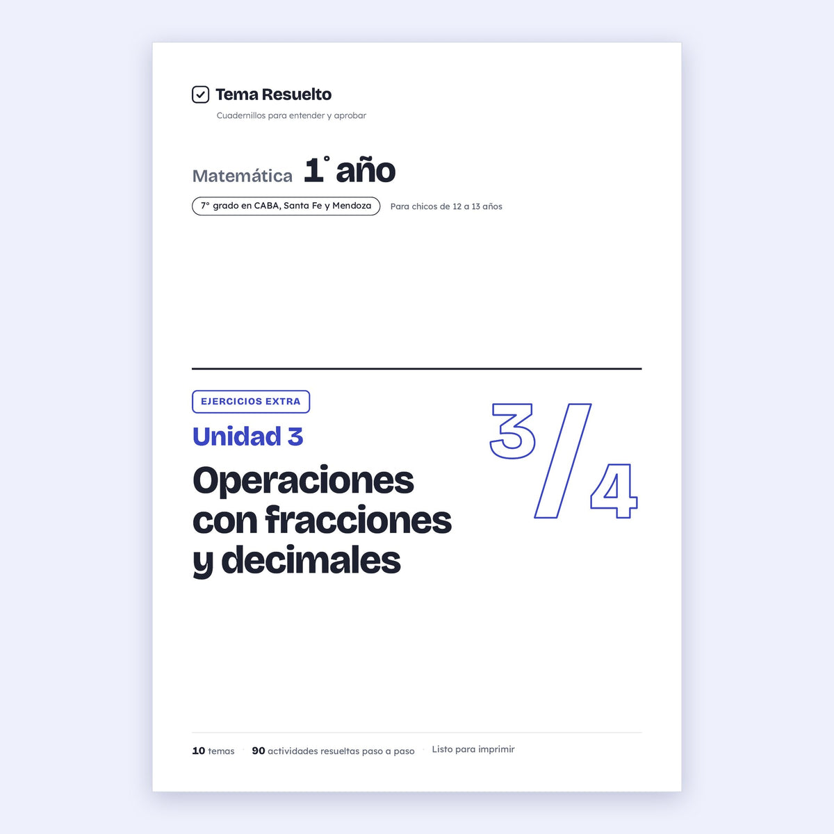 1er año (7mo CABA) · Unidad 3: Ejercicios extra – Portada