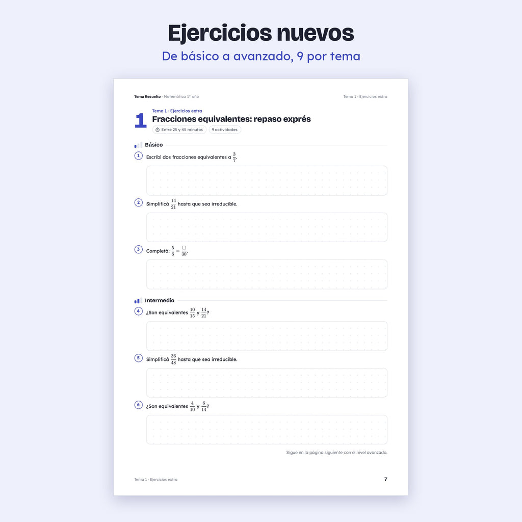 1er año (7mo CABA) · Unidad 3: Ejercicios extra – Ejercicios de práctica
