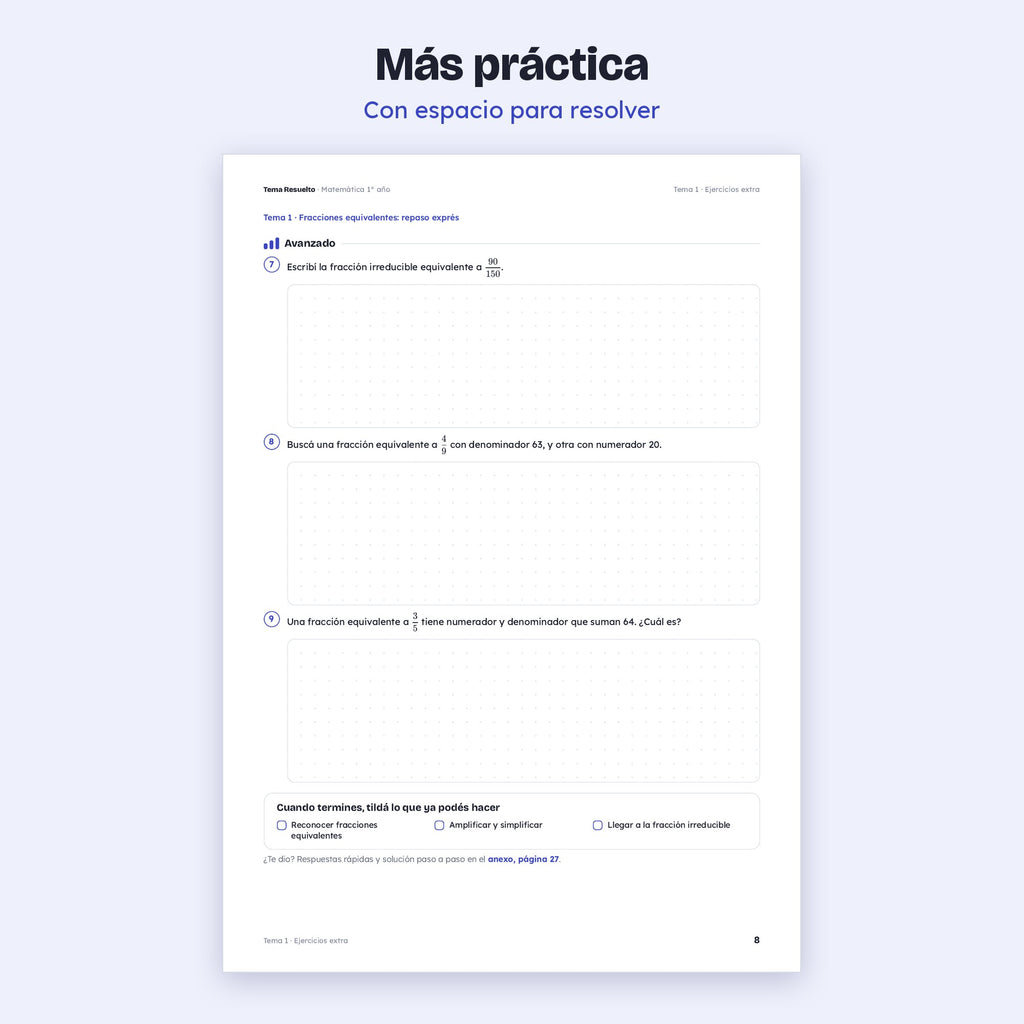 1er año (7mo CABA) · Unidad 3: Ejercicios extra – Más ejercicios de práctica