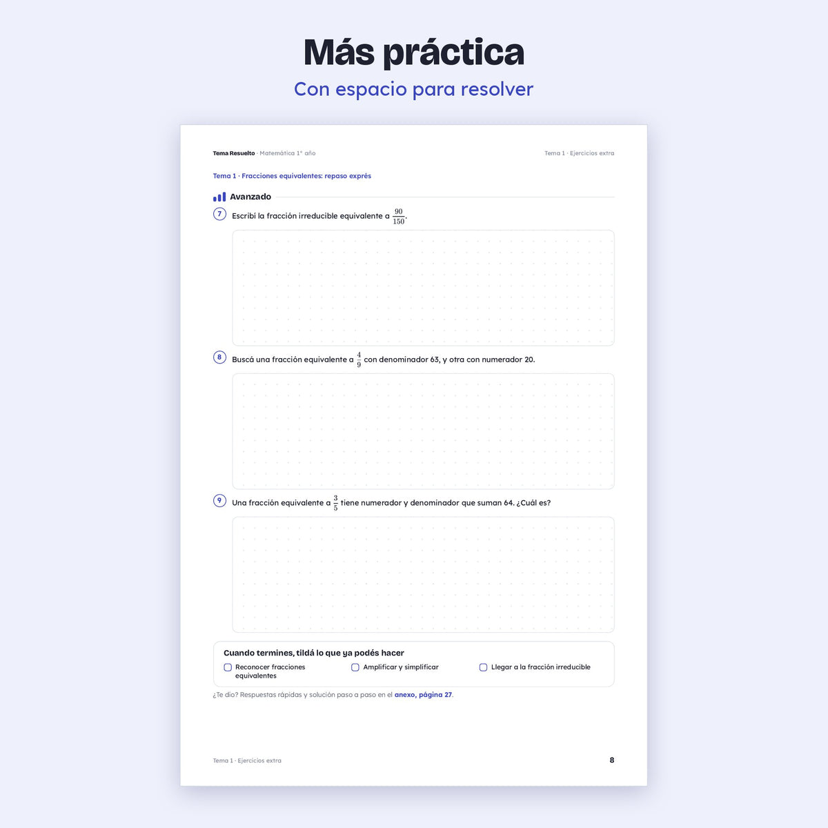 1er año (7mo CABA) · Unidad 3: Ejercicios extra – Más ejercicios de práctica