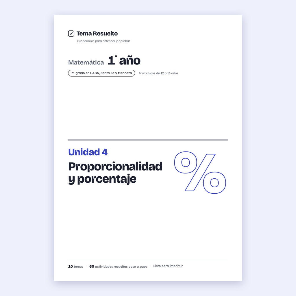 1er año (7mo CABA) · Unidad 4: Proporcionalidad – Portada