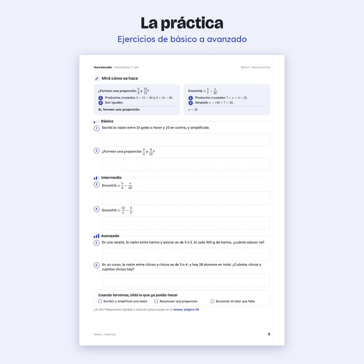 1er año (7mo CABA) · Unidad 4: Proporcionalidad – Ejercicios de práctica