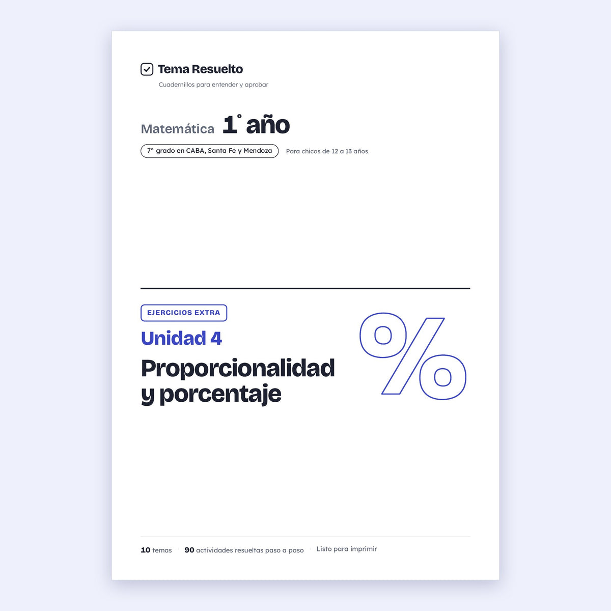 1er año (7mo CABA) · Unidad 4: Ejercicios extra – Portada
