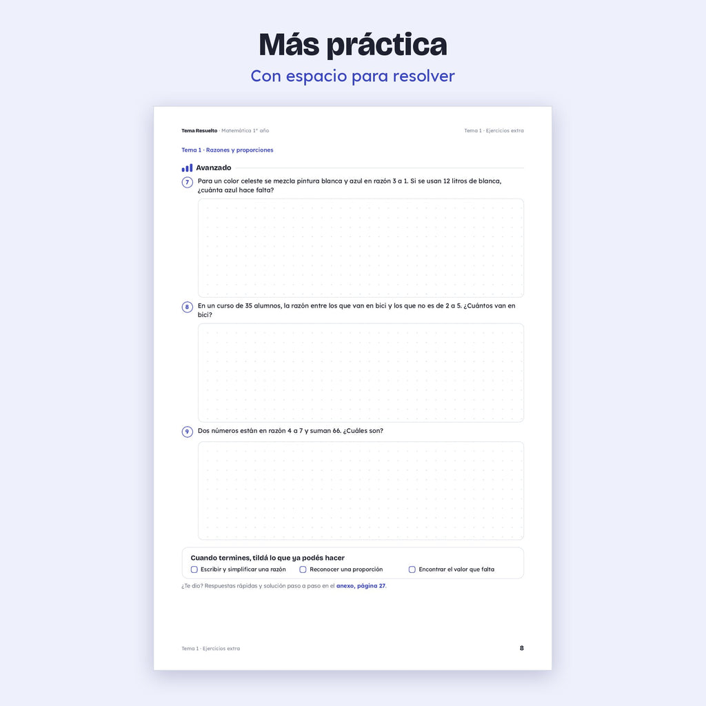 1er año (7mo CABA) · Unidad 4: Ejercicios extra – Más ejercicios de práctica