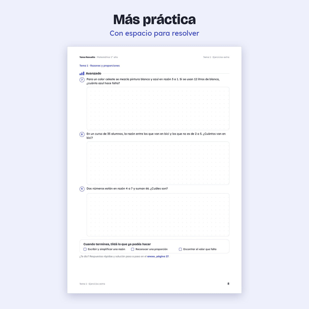1er año (7mo CABA) · Unidad 4: Ejercicios extra – Más ejercicios de práctica