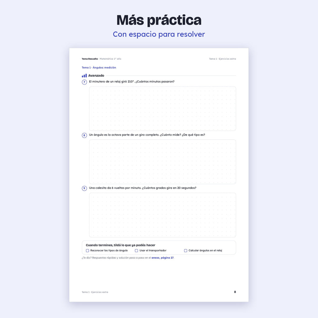 1er año (7mo CABA) · Unidad 5: Ejercicios extra – Más ejercicios de práctica