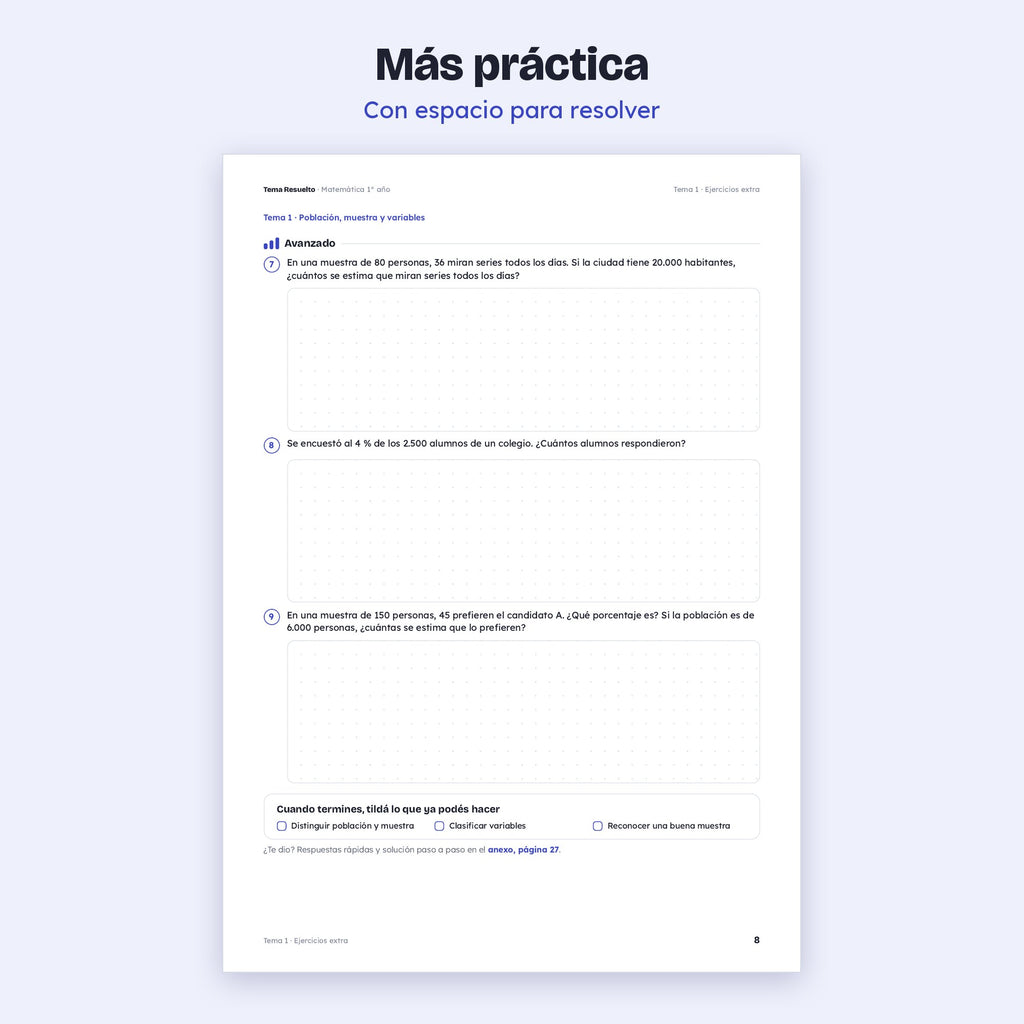 1er año (7mo CABA) · Unidad 6: Ejercicios extra – Más ejercicios de práctica