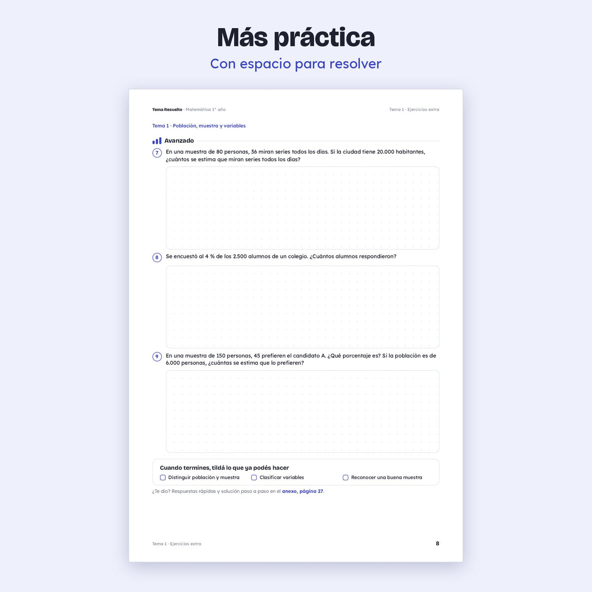 1er año (7mo CABA) · Unidad 6: Ejercicios extra – Más ejercicios de práctica