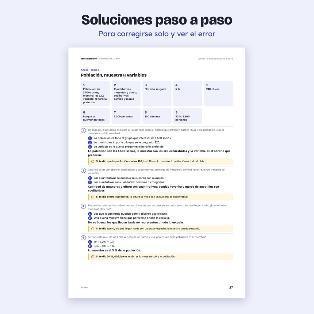 1er año (7mo CABA) · Unidad 6: Ejercicios extra – Soluciones paso a paso