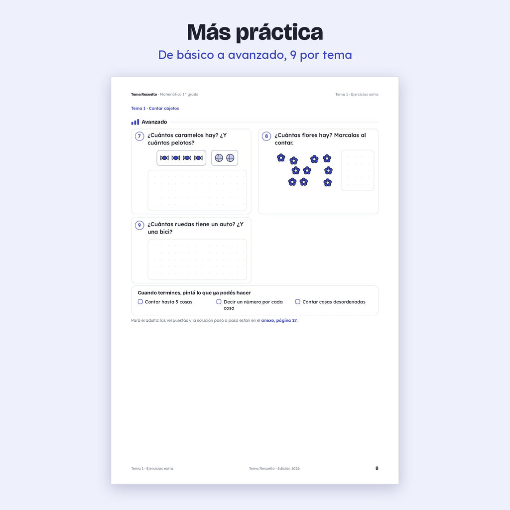 1er grado · Ejercicios extra del año
