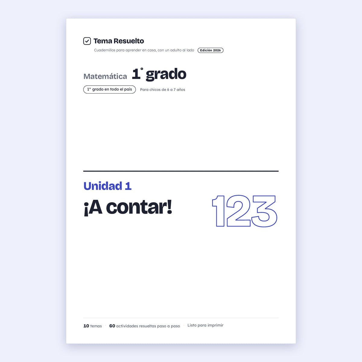 1er grado · Unidad 1: ¡A contar!