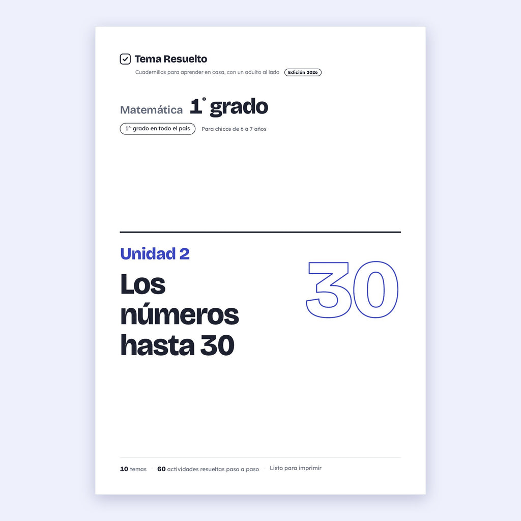 1er grado · Unidad 2: Los números hasta 30