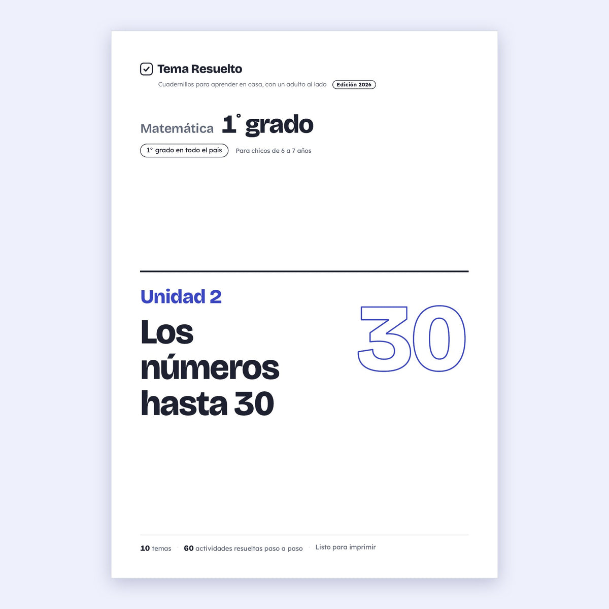 1er grado · Unidad 2: Los números hasta 30