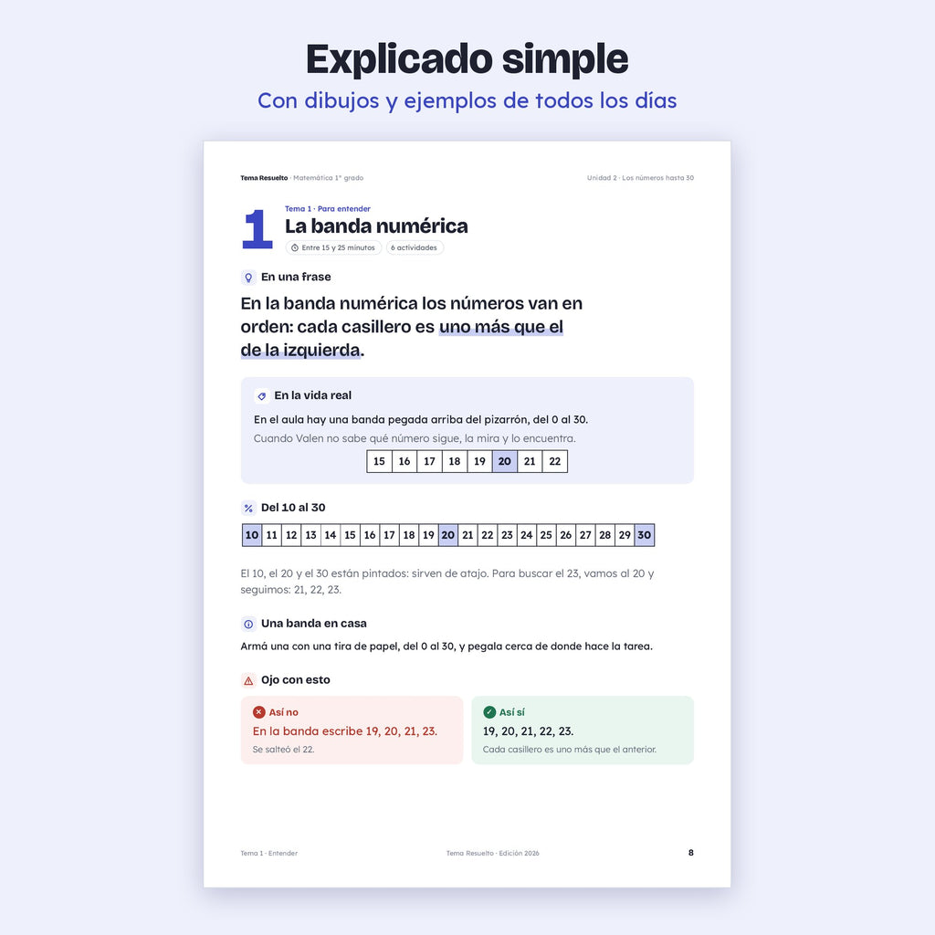 1er grado · Unidad 2: Los números hasta 30