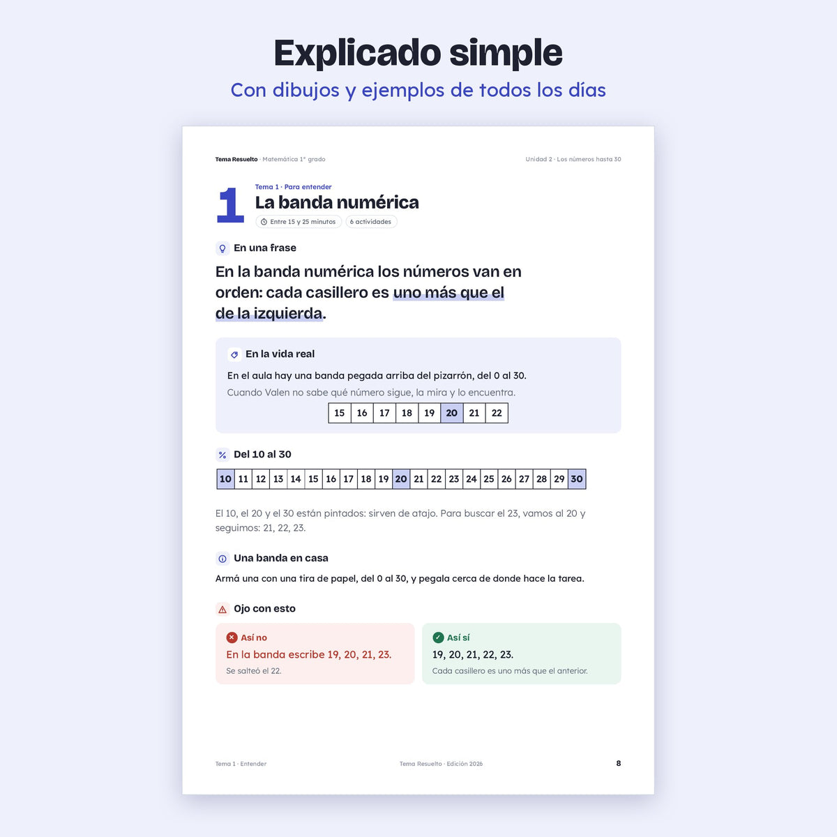 1er grado · Unidad 2: Los números hasta 30