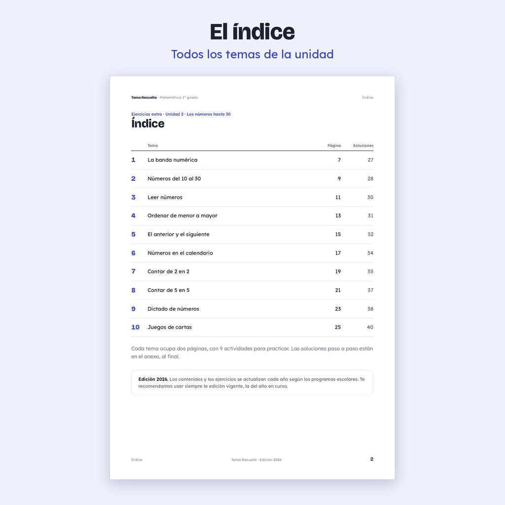 1er grado · Unidad 2: Ejercicios extra