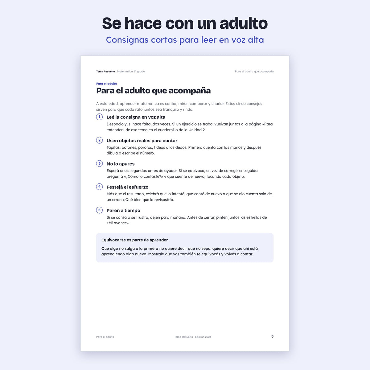 1er grado · Unidad 2: Ejercicios extra