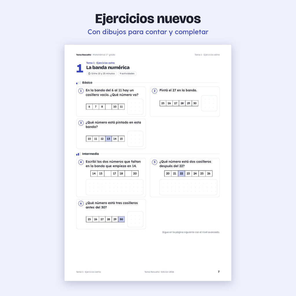 1er grado · Unidad 2: Ejercicios extra