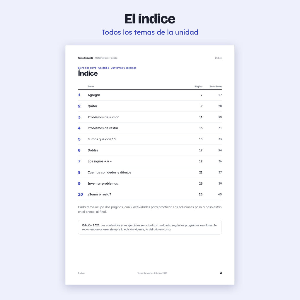 1er grado · Unidad 3: Ejercicios extra
