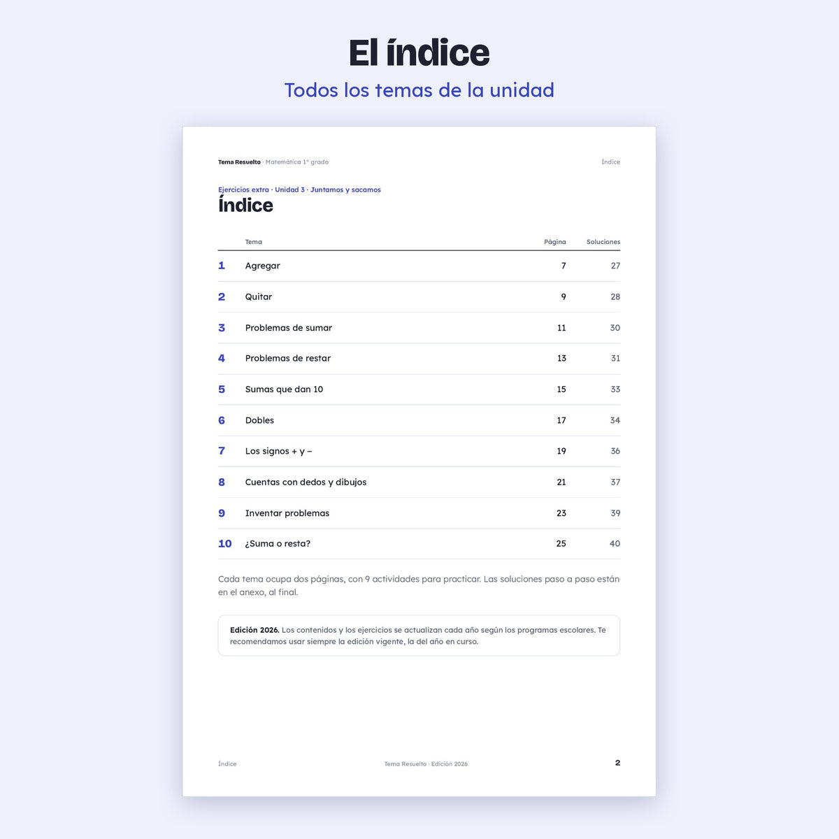 1er grado · Unidad 3: Ejercicios extra