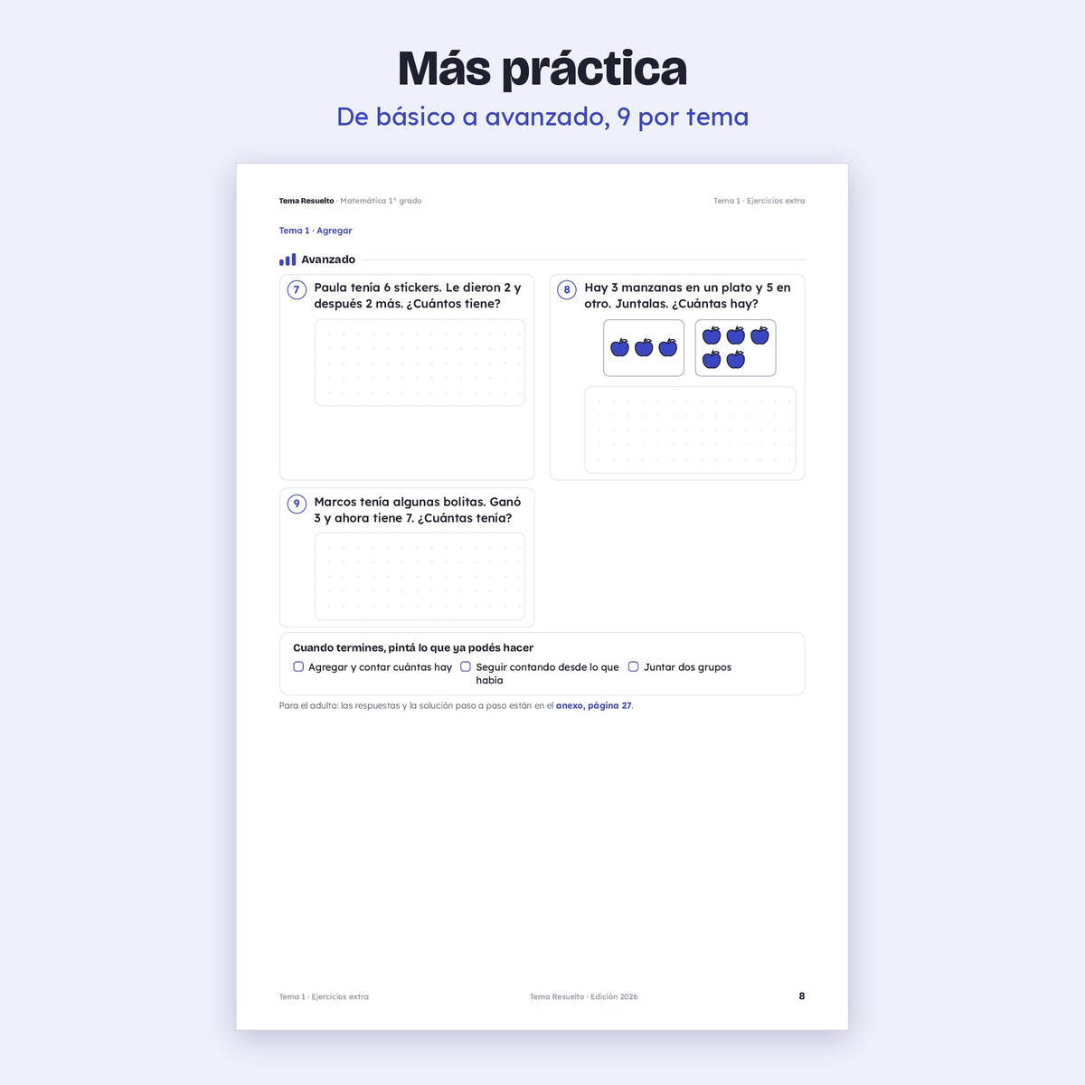 1er grado · Unidad 3: Ejercicios extra