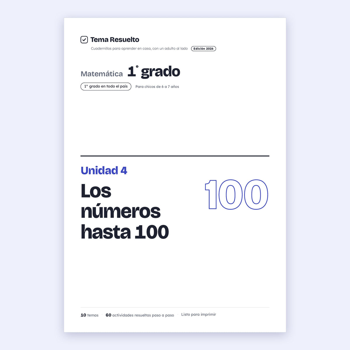 1er grado · Unidad 4: Los números hasta 100