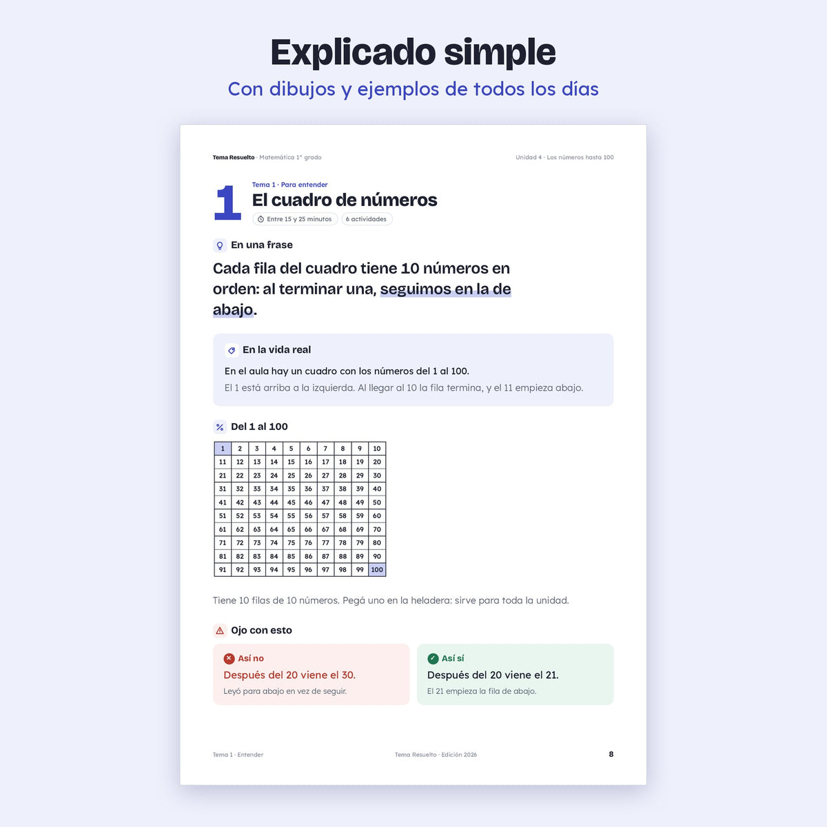 1er grado · Unidad 4: Los números hasta 100