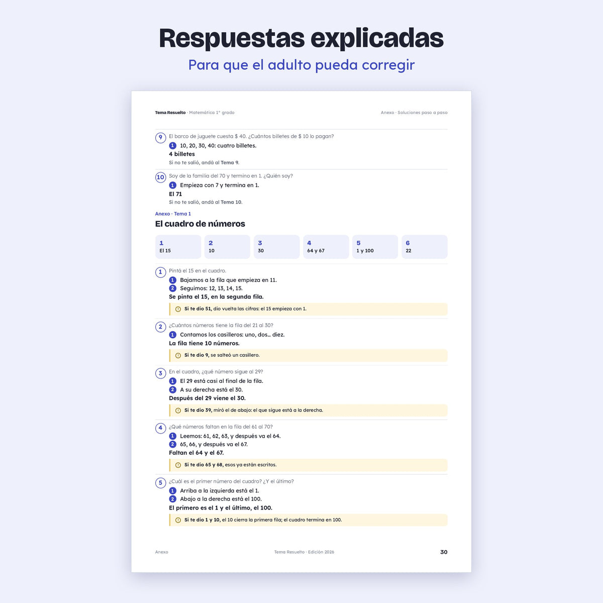 1er grado · Unidad 4: Los números hasta 100