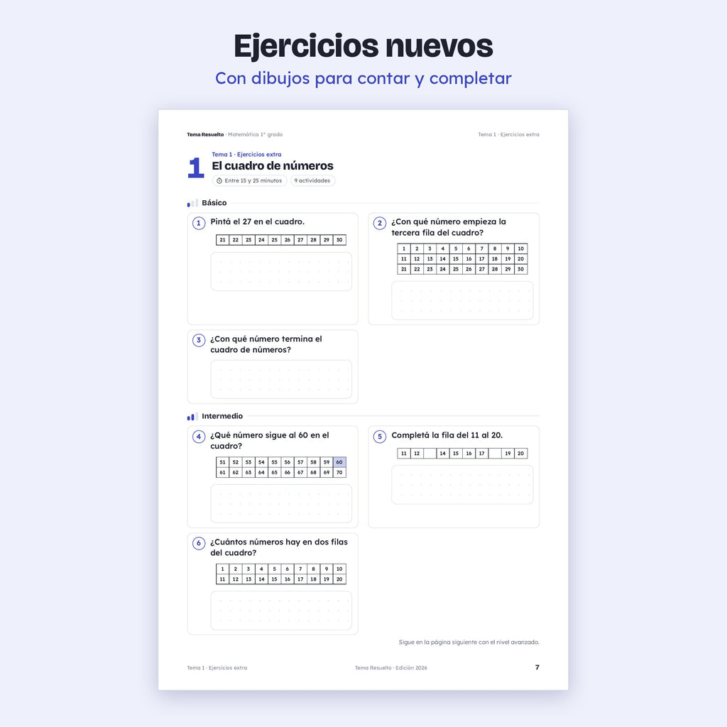 1er grado · Unidad 4: Ejercicios extra