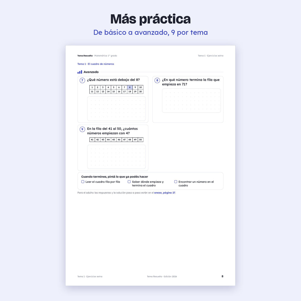 1er grado · Unidad 4: Ejercicios extra