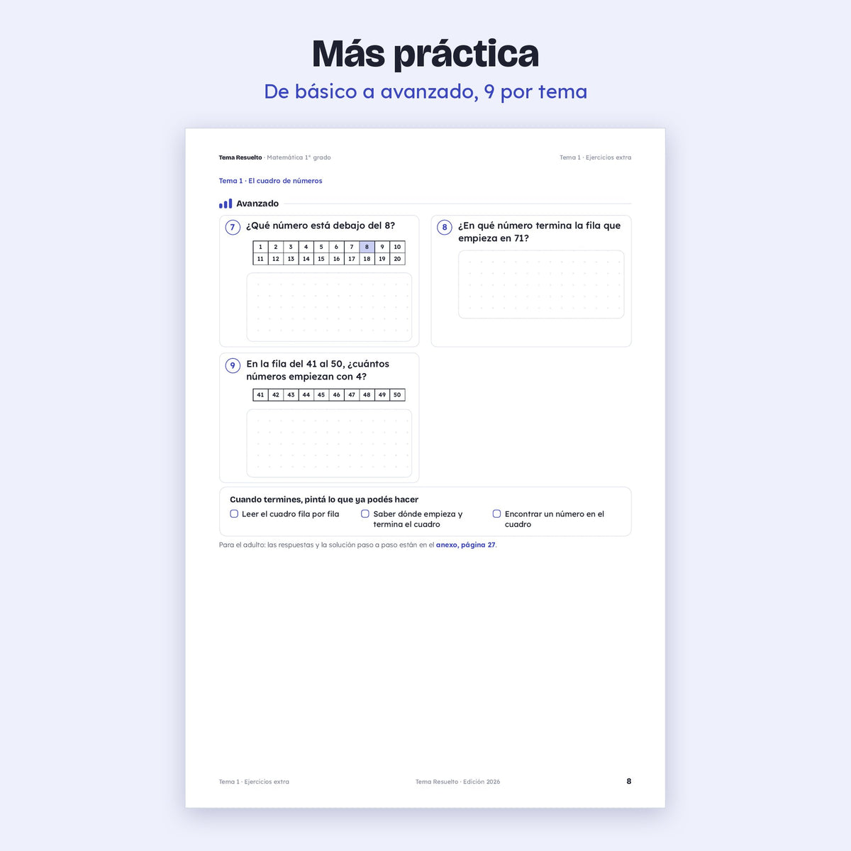 1er grado · Unidad 4: Ejercicios extra