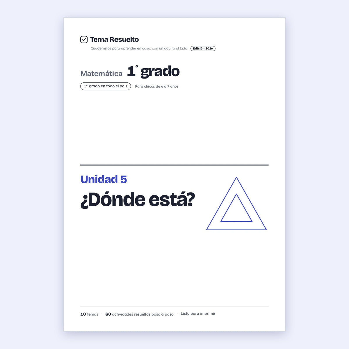 1er grado · Unidad 5: ¿Dónde está?