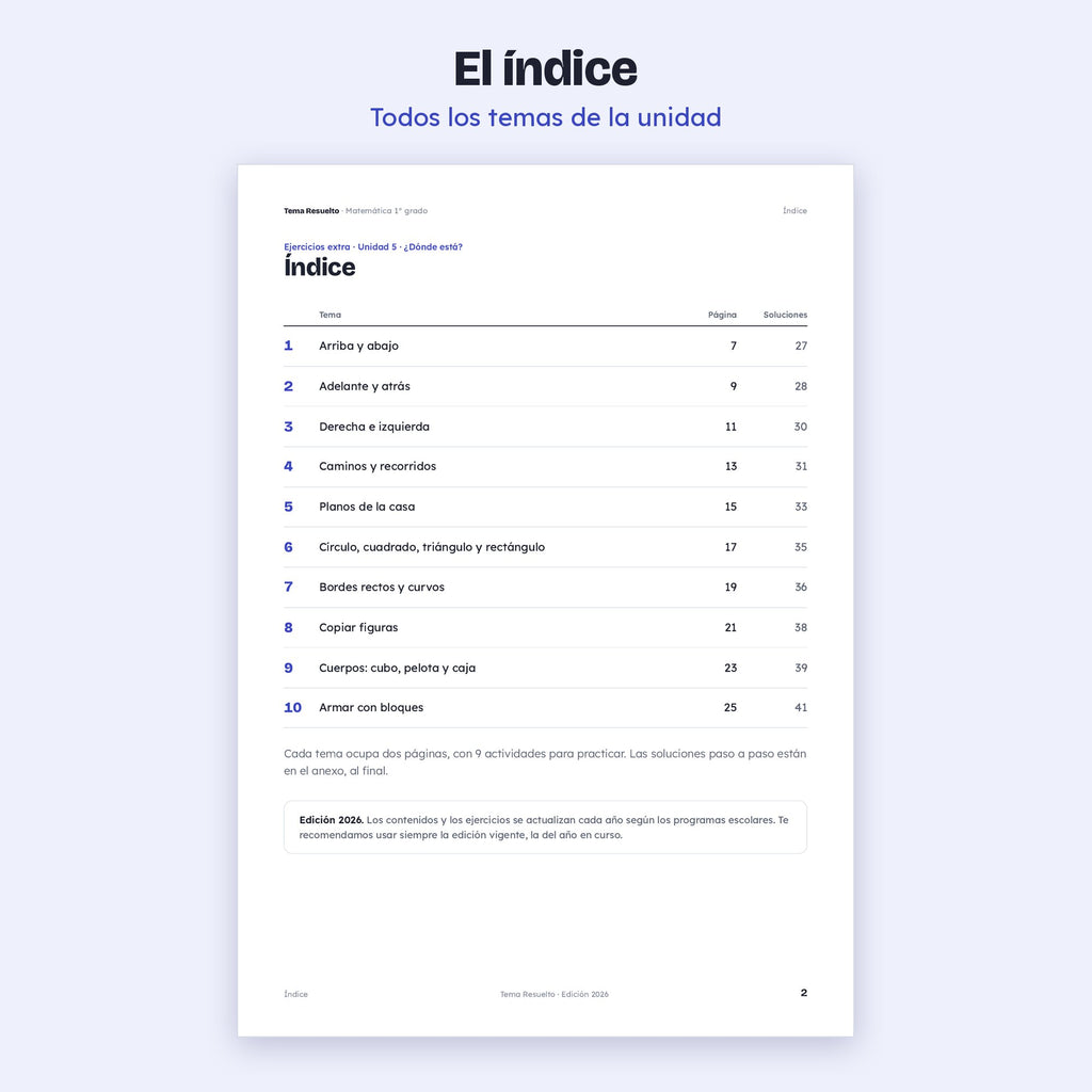 1er grado · Unidad 5: Ejercicios extra