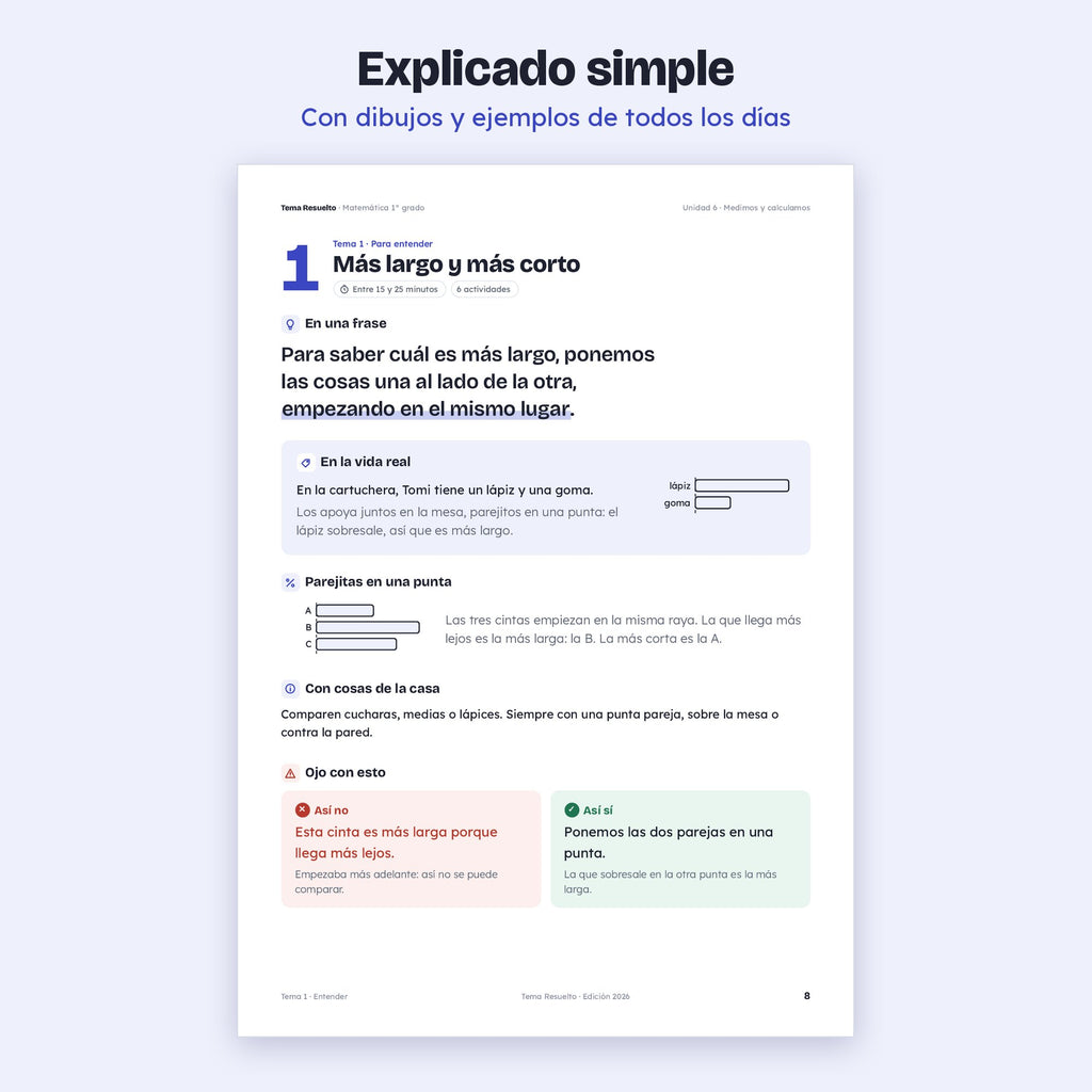 1er grado · Unidad 6: Medimos y calculamos
