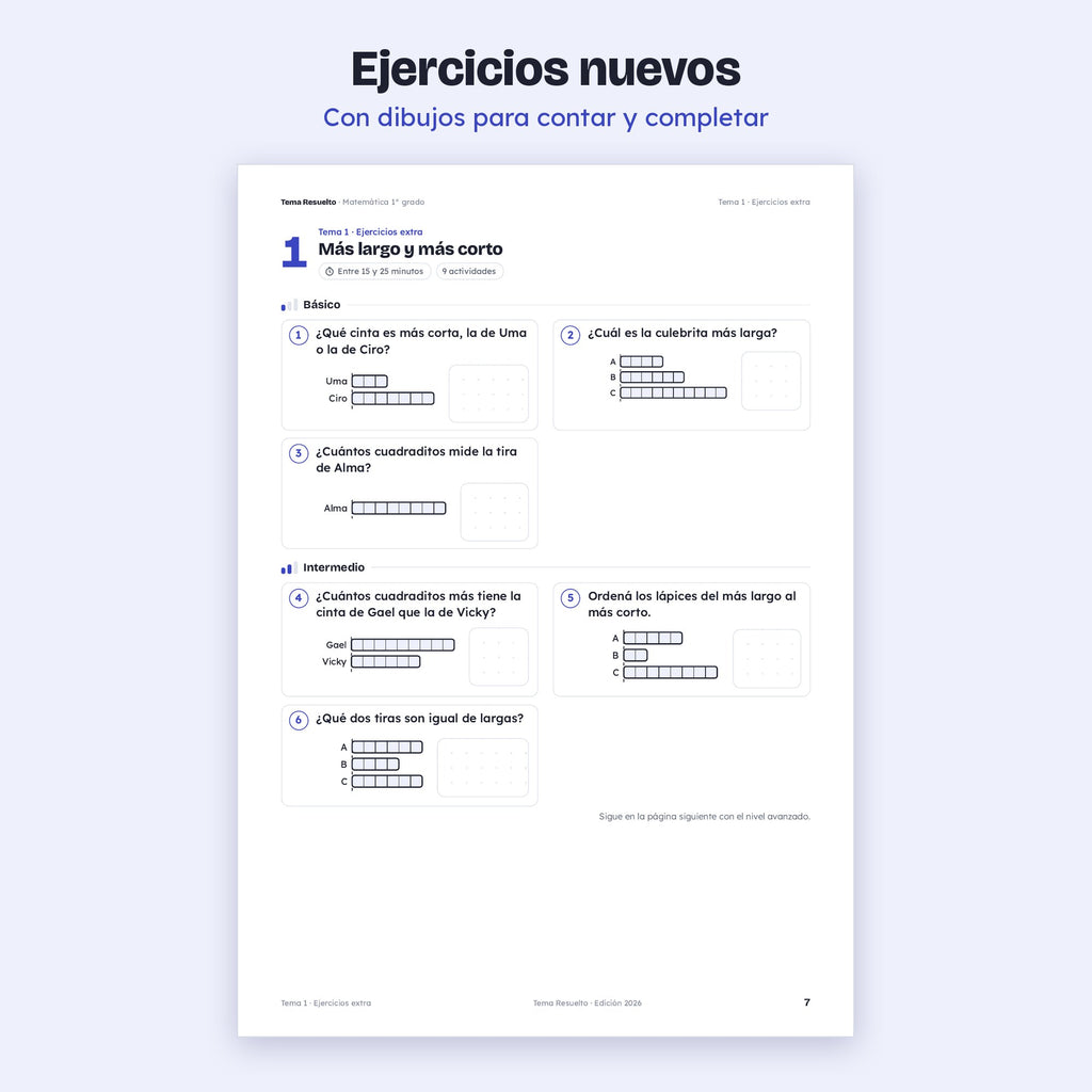 1er grado · Unidad 6: Ejercicios extra